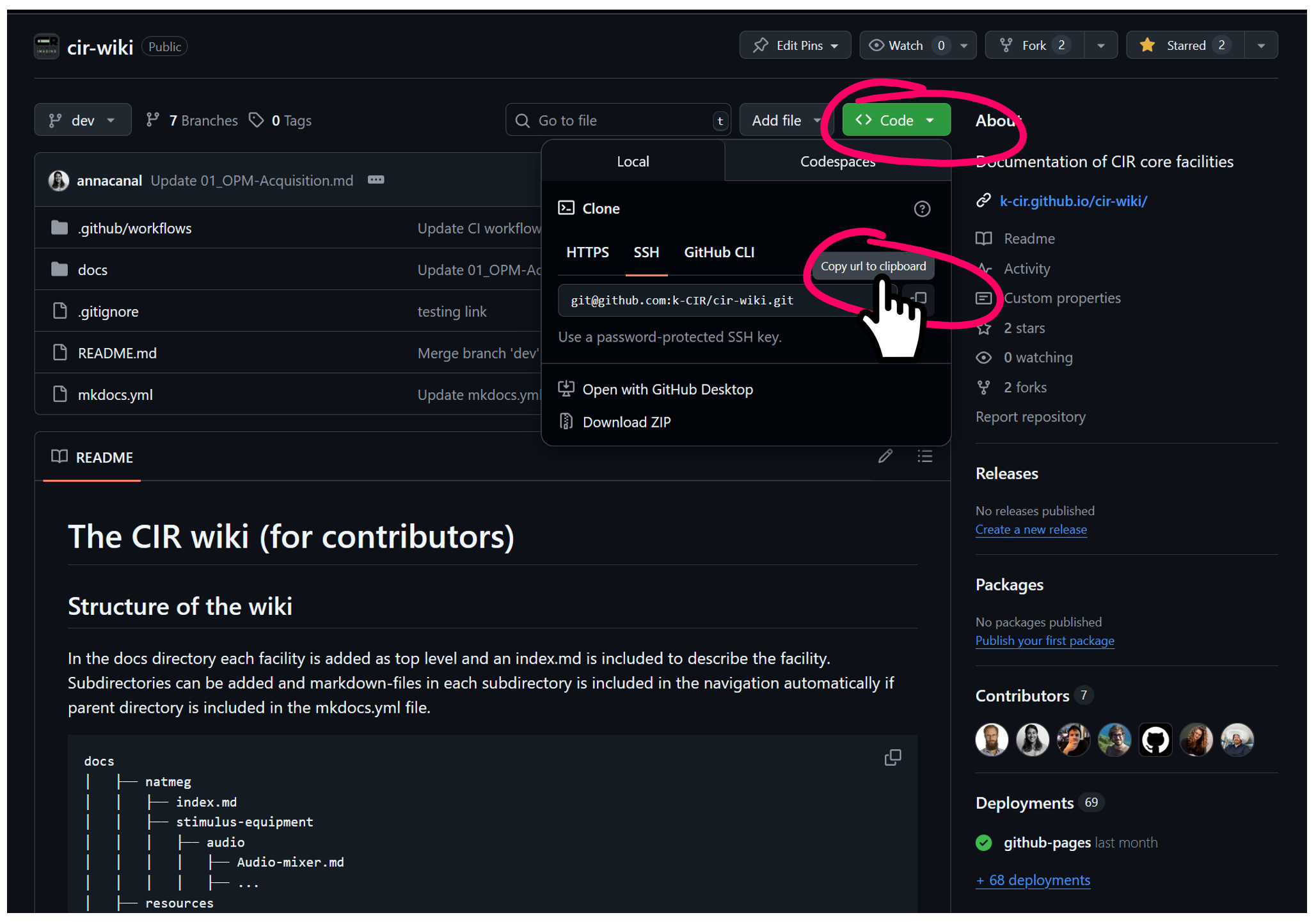 Copy SSH adress